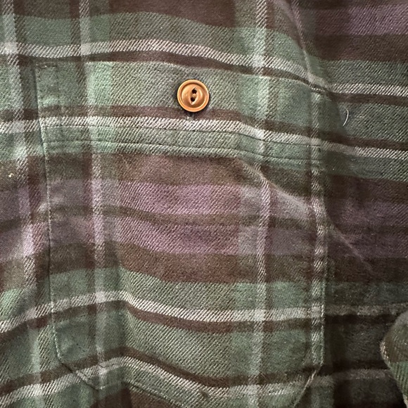 L.L. Bean Men's Navy and Teal Plaid Shirt - Picture 3 of 3